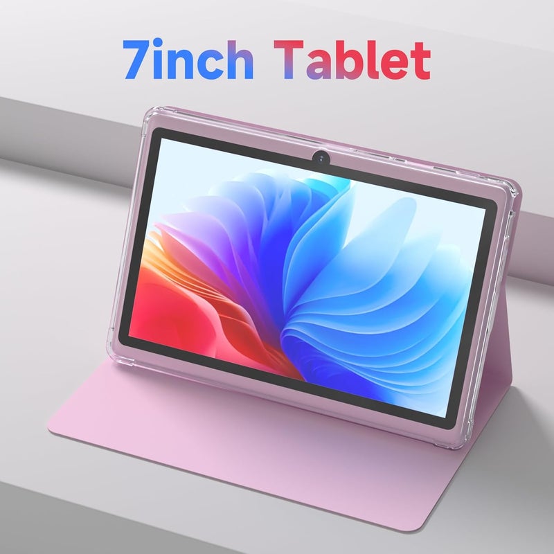 Aheadlink Android 14 Tablet 7 inch Tablets with Case, 8GB RAM 32GB ROM 1TB Expand, Quad-Core Processor Tablet PC, 1024 x 600 IPS Screen, Dual Camera, 3000mAh Battery, Bluetooth, WiFi, GMS, Widevine L1, Pink - Image 2